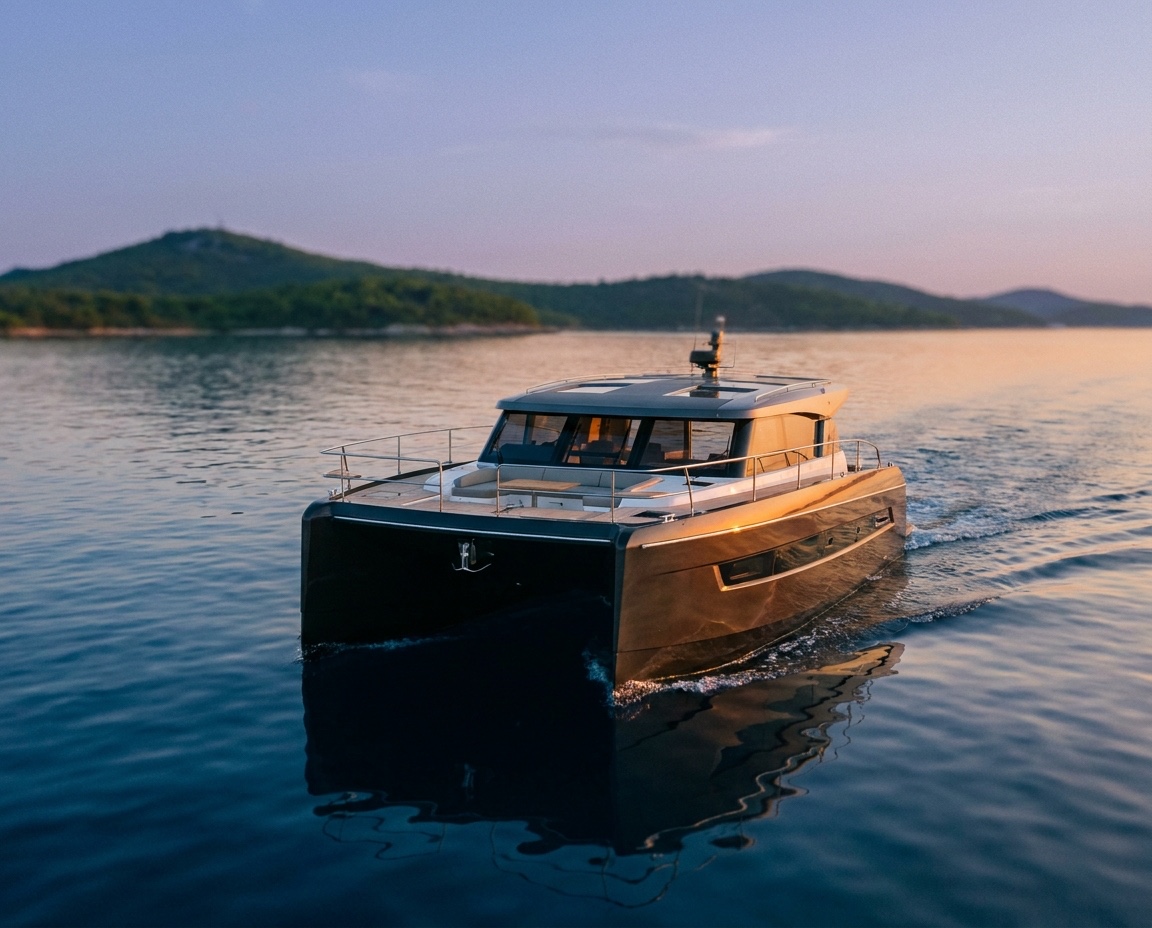 Yacht types · Power catamarans — Power catamarans.
Twin diesels, no sails, all deck.